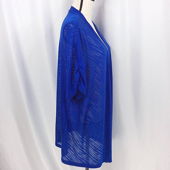 Catherines Open Cardigan Sweater Womens Plus Size 3X 26/28W Blue Short Sleeve - Picture 2 of 7